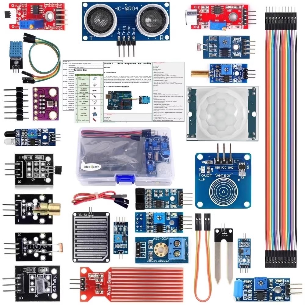 Esp32 Smart Home Kit - 初心者向けラーニングモジュールキット、土壌水分、マイク、感光性、ボイスプース、ロボット用センサー、22 in 1