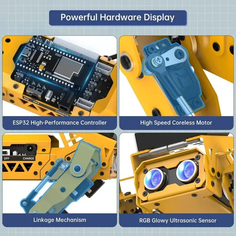 Sensor Kit Arduino - Hiwonder MechDog AIロボット犬、ESP32搭載、8DOFコアレスサーボ、四足歩行、プログラミング可能、Arduino、Python対応、教育用キット。