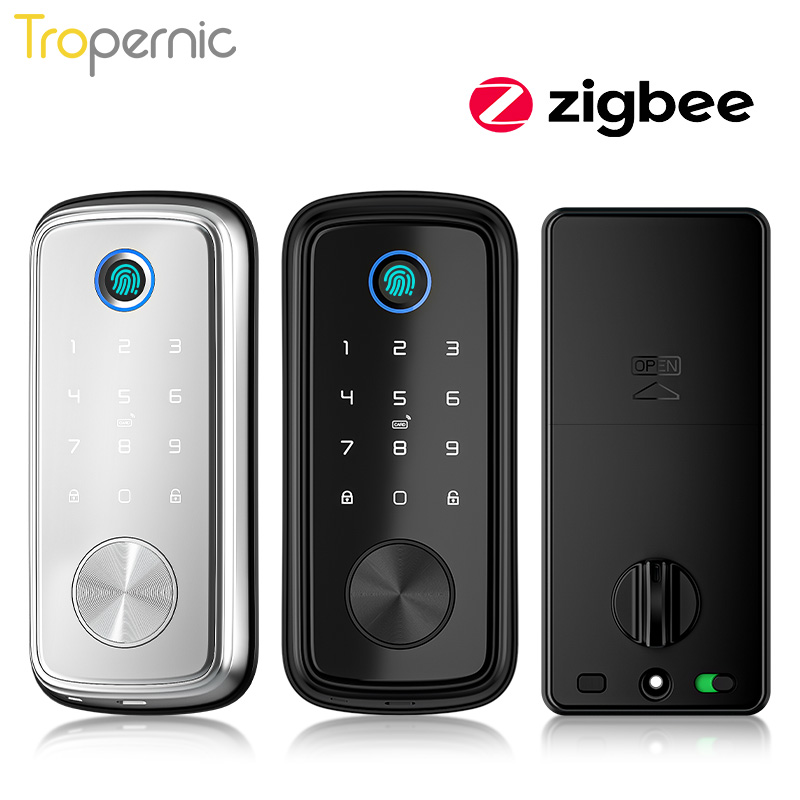 Smart Door Lock Wifi - Tuya Zigbeeドアとデッドボルトの生体認証ロック,指紋ロック,パスワードコード,スマートホームアプリケーションによるロック解除