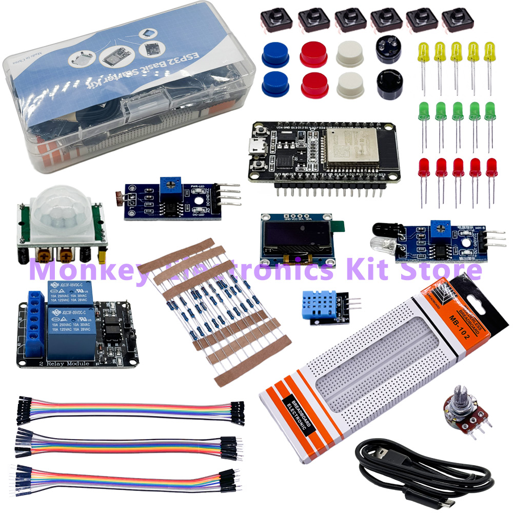 Esp32 Smart Home Kit - ESP32基本スターターキット,チュートリアル,プロジェクト学習キット,wifi開発イノシシ,ESP-32S