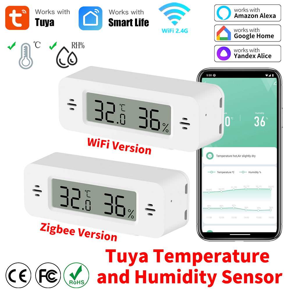 Tuya WiFi/Zigbee 温度湿度センサー スマート - Smart Home Automation Kit のレビューと価格