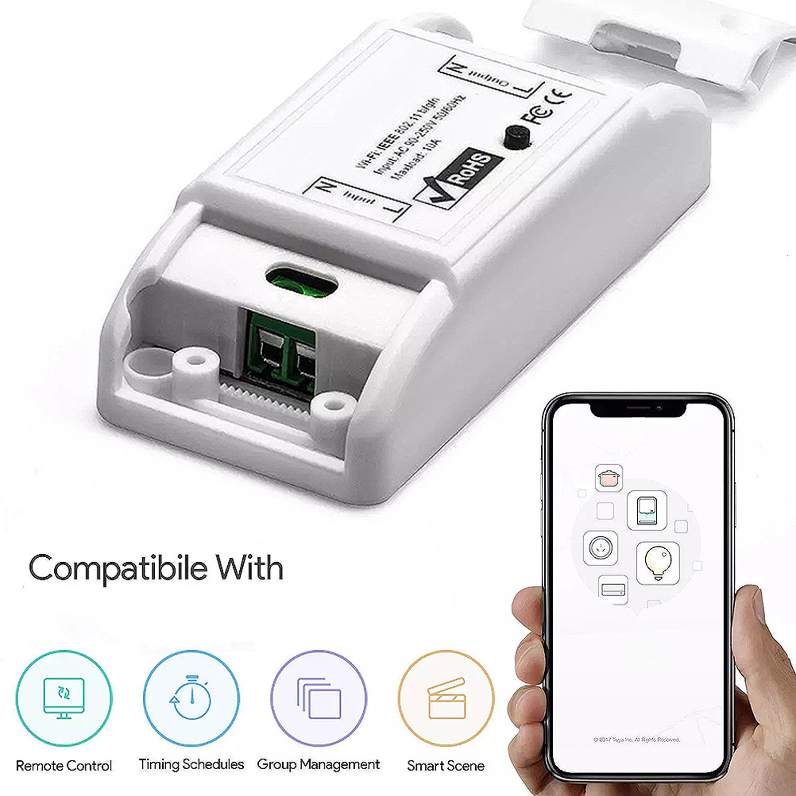 1個入り Wi-Fi対応スマートスイッチコネクター、白色、リ - Smart Light Switch Wifi のレビューと価格