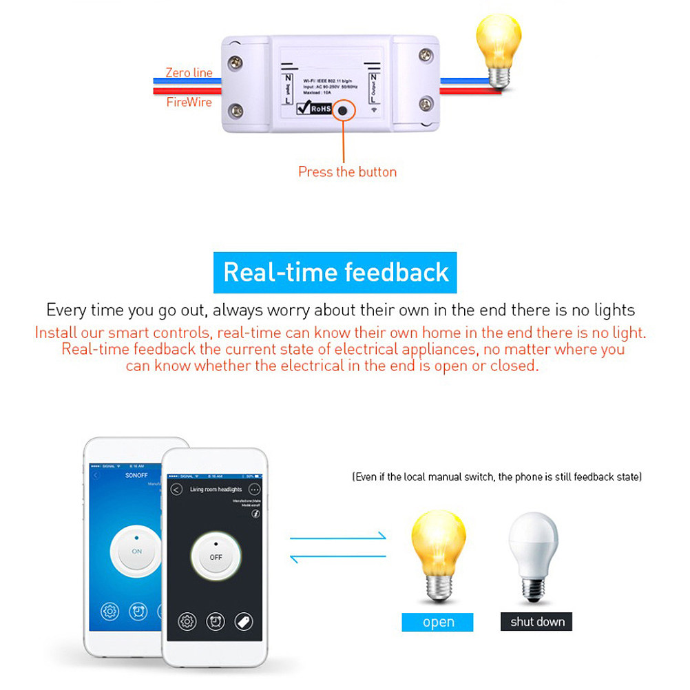 1個入り Wi-Fi対応スマートスイッチコネクター、白色、リ - Smart Light Switch Wifi のレビューと価格